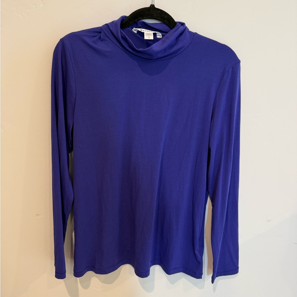 Athleta Long Sleeve Turtleneck Purple Top Womens Large Cozy Soft Modal Warm